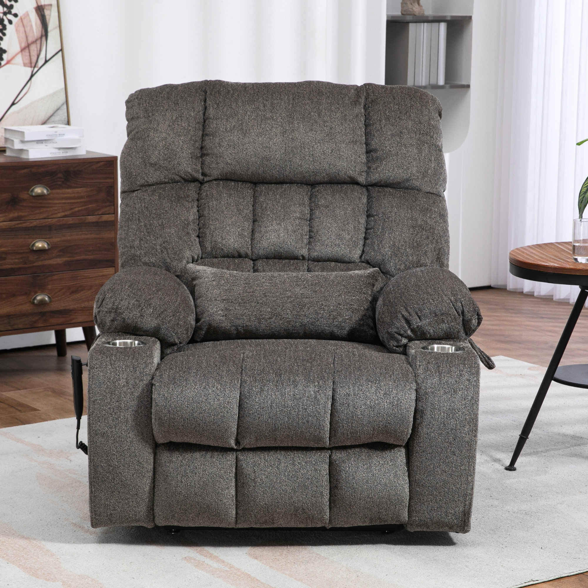 Inbox Zero Power Lift Recliner Chair Lay Flat Recliner Fully Reclined